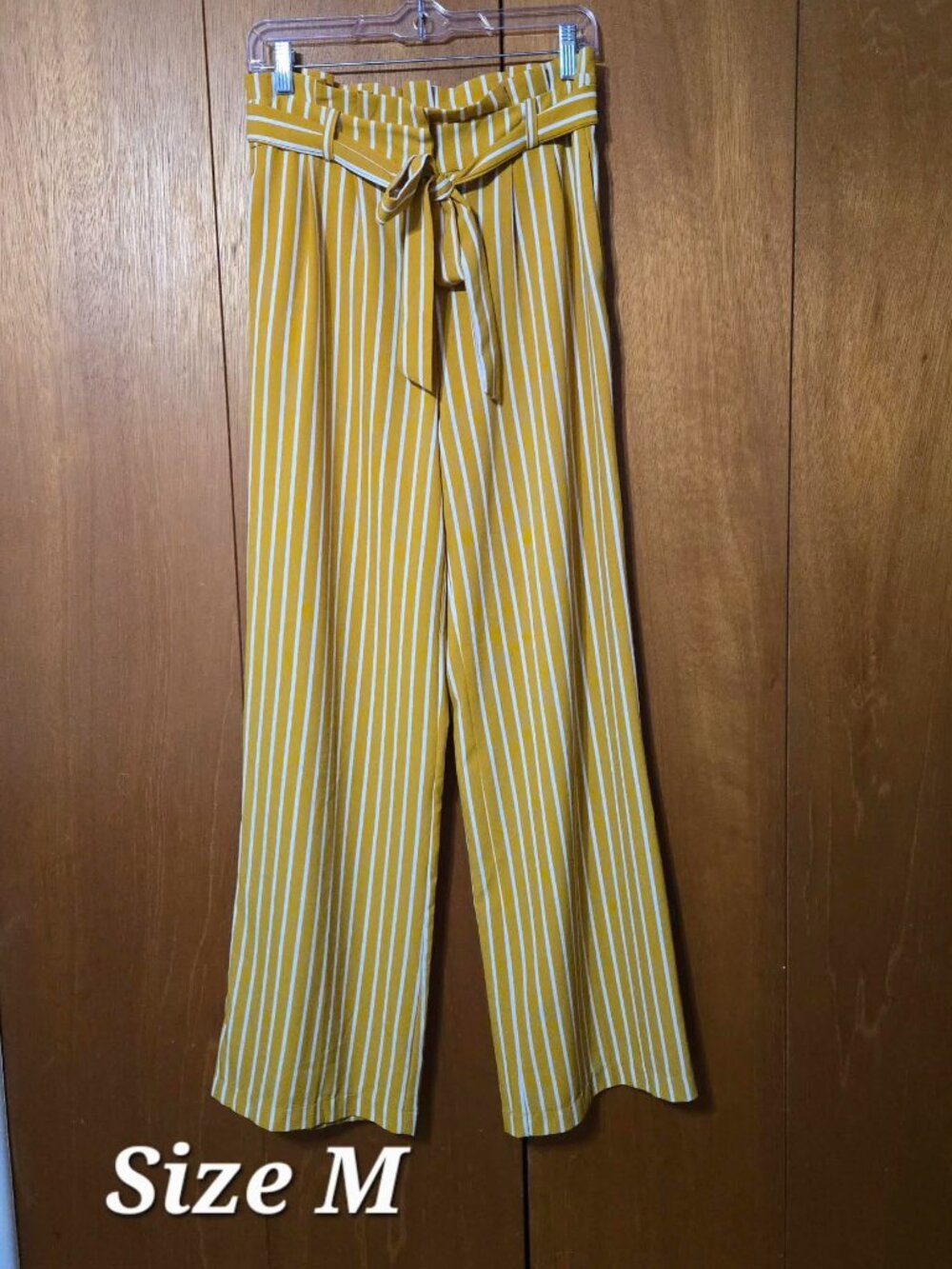 HAVE Los Angeles Mustard Yellow Striped Wide Leg Pants - Size Medium
